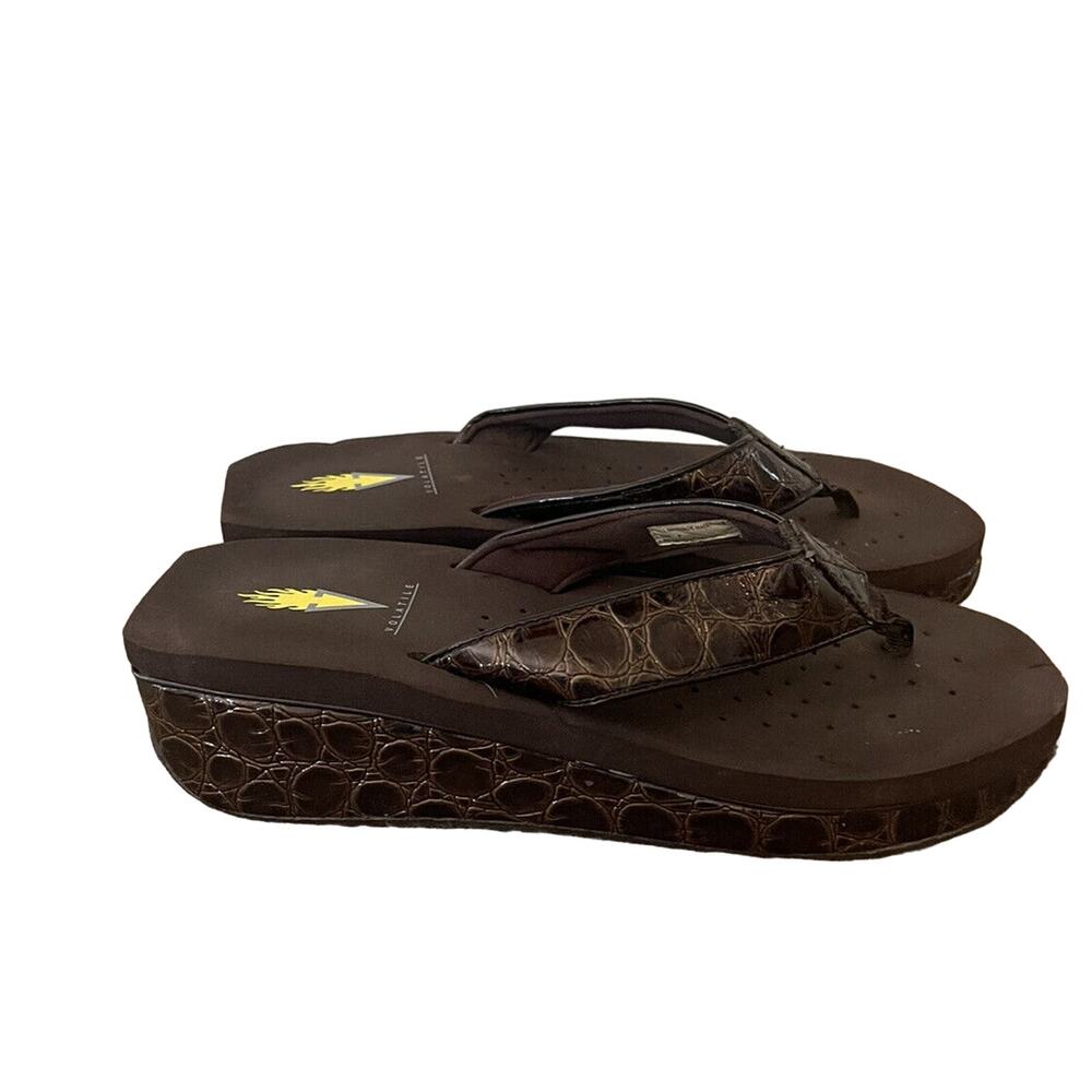 Volatile Island Platform Wedge Flip Flop Sandals Women's US Shoe Size 7 Brown
